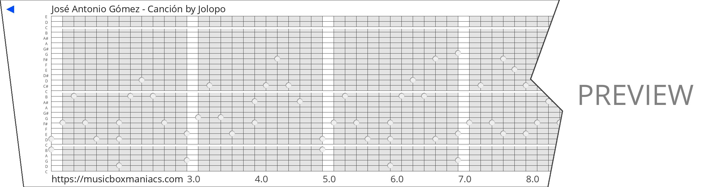 José Antonio Gómez - Canción 30 note music box paper strip