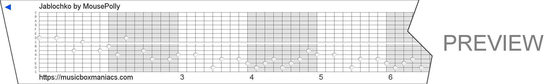 Jablochko 15 note music box paper strip