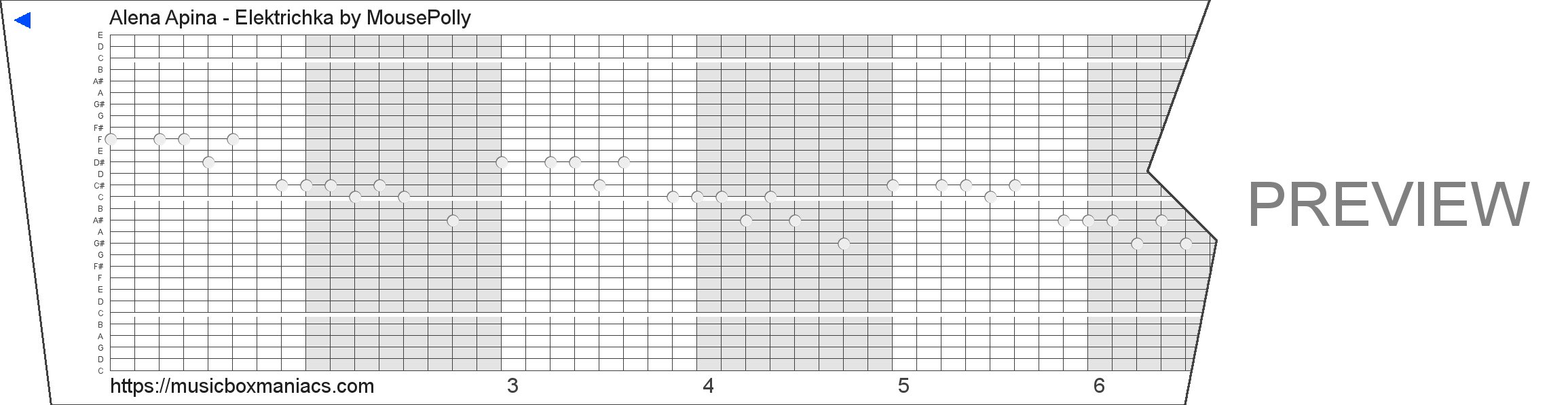 Alena Apina - Elektrichka 30 note music box paper strip