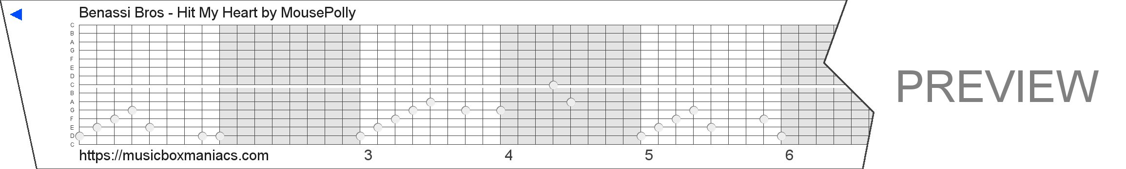 Benassi Bros - Hit My Heart 15 note music box paper strip