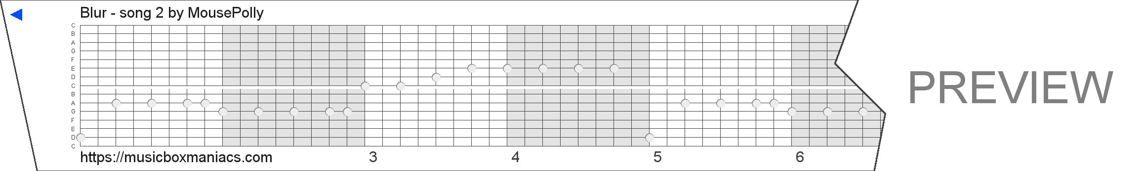 Blur - song 2 15 note music box paper strip
