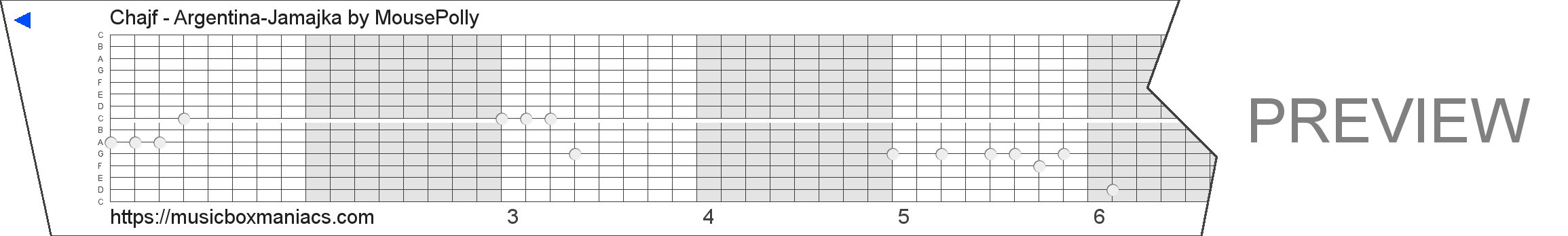Chajf - Argentina-Jamajka 15 note music box paper strip