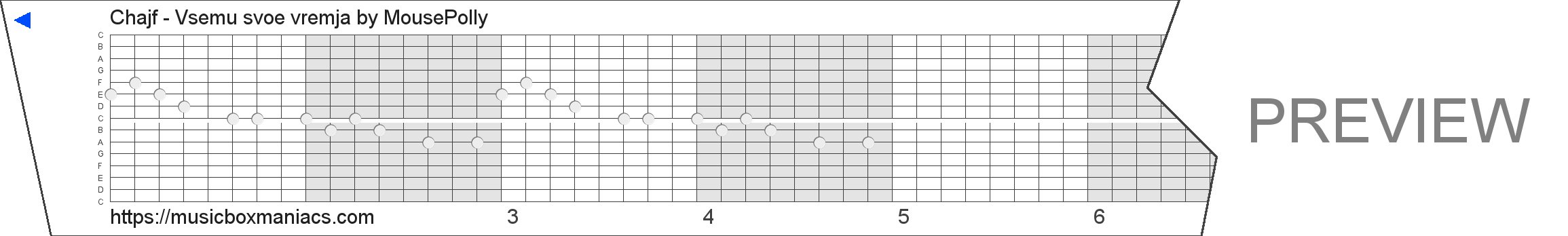 Chajf - Vsemu svoe vremja 15 note music box paper strip