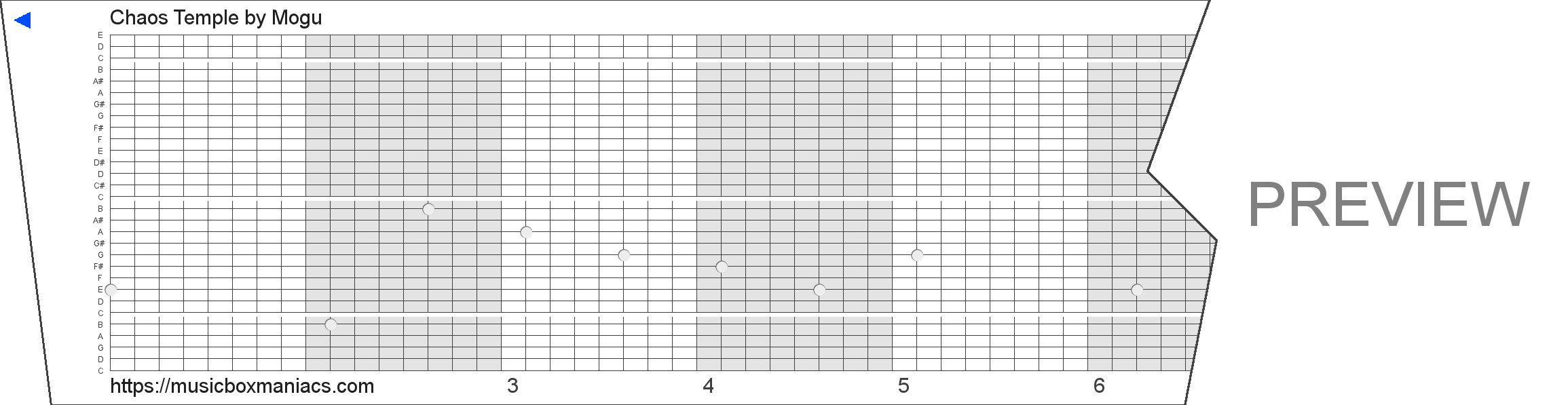 Chaos Temple 30 note music box paper strip