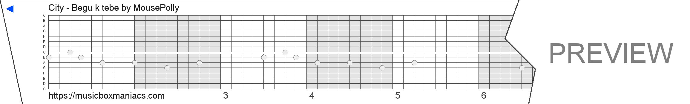City - Begu k tebe 15 note music box paper strip