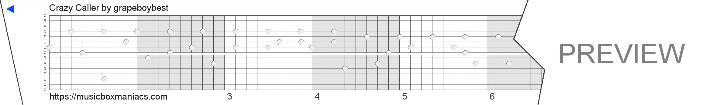 Crazy Caller 15 note music box paper strip