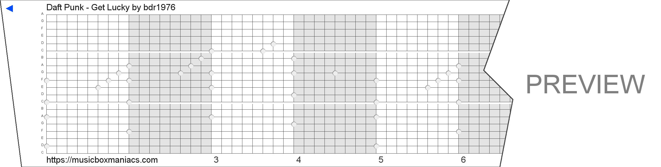 Daft Punk - Get Lucky 20 note music box paper strip