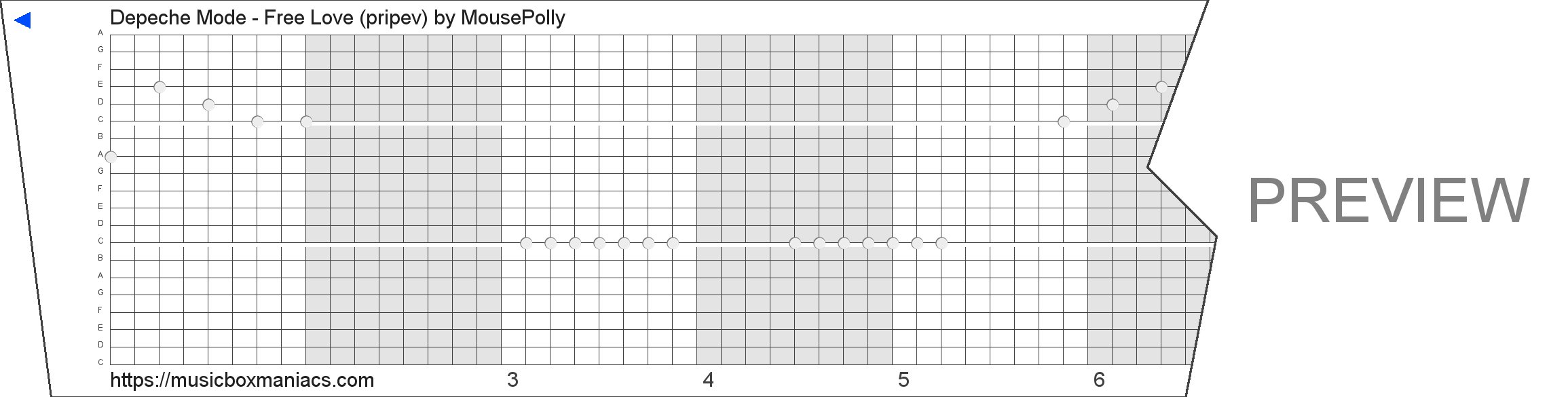 Depeche Mode - Free Love (pripev) 20 note music box paper strip