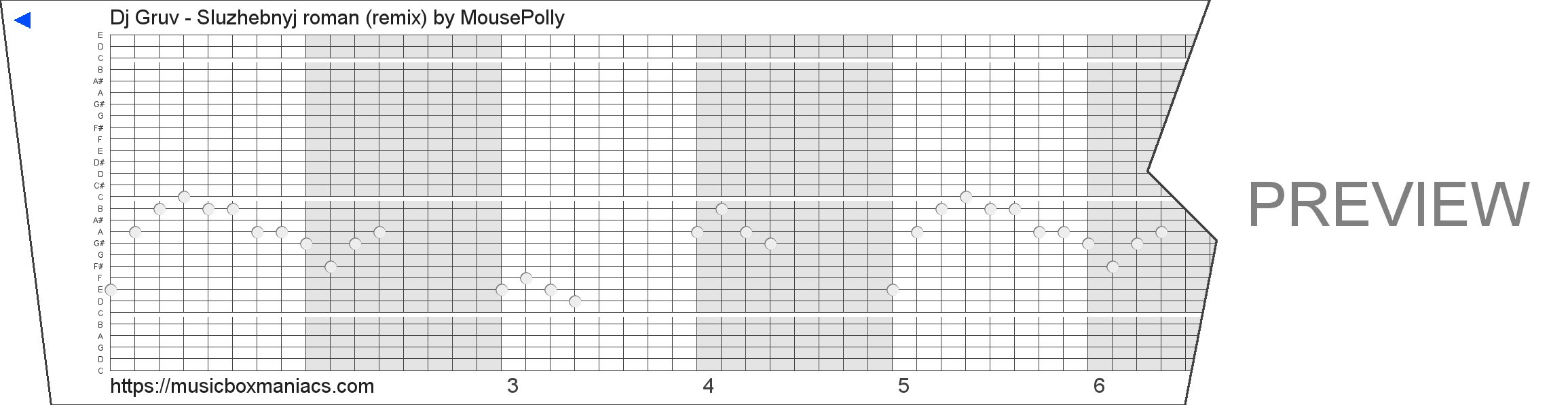 Dj Gruv - Sluzhebnyj roman (remix) 30 note music box paper strip