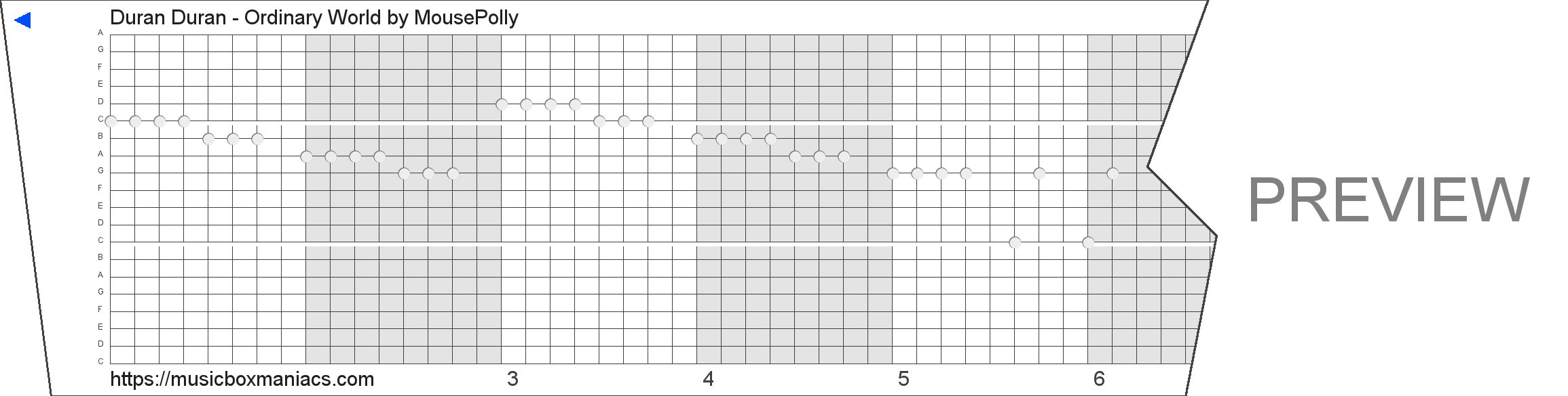 Duran Duran - Ordinary World 20 note music box paper strip