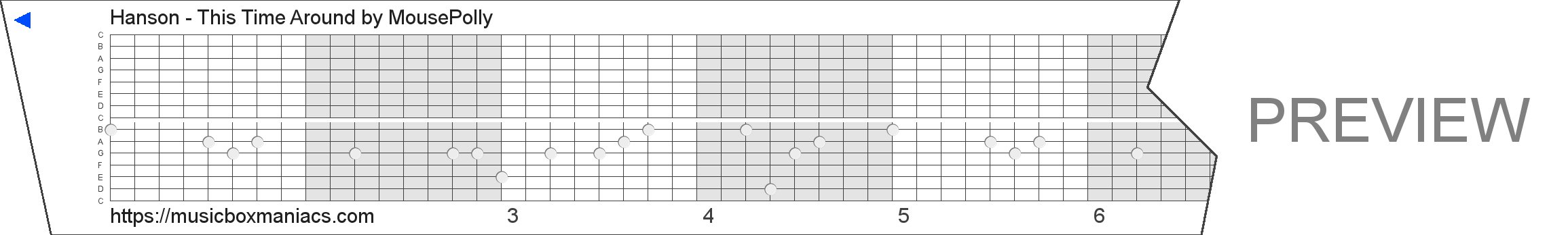 Hanson - This Time Around 15 note music box paper strip
