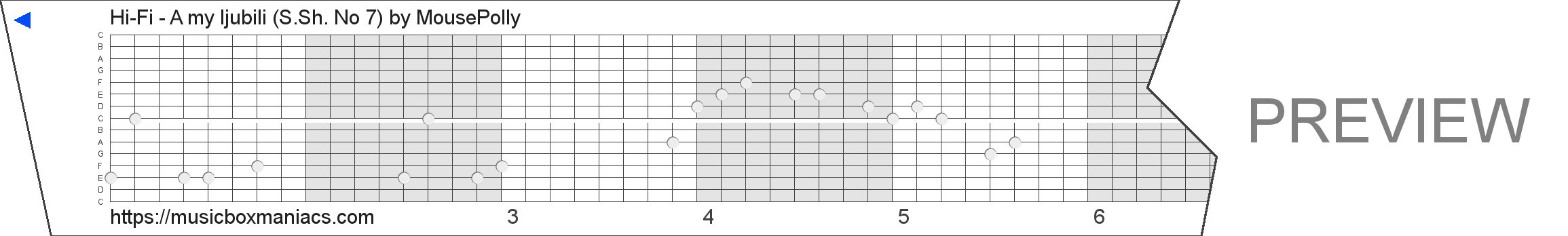 Hi-Fi - A my ljubili (S.Sh. № 7) 15 note music box paper strip