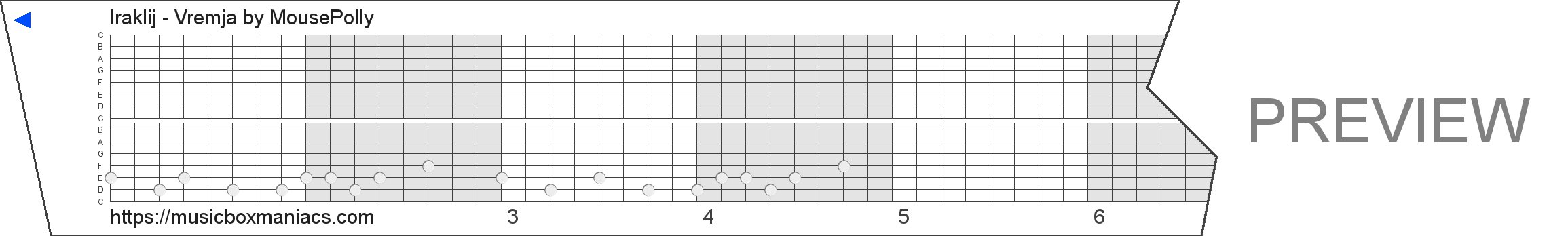 Iraklij - Vremja 15 note music box paper strip