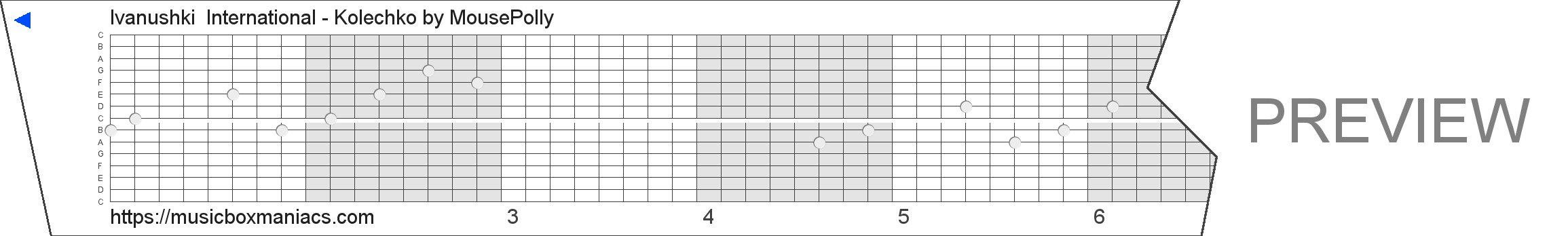 Ivanushki  International - Kolechko 15 note music box paper strip