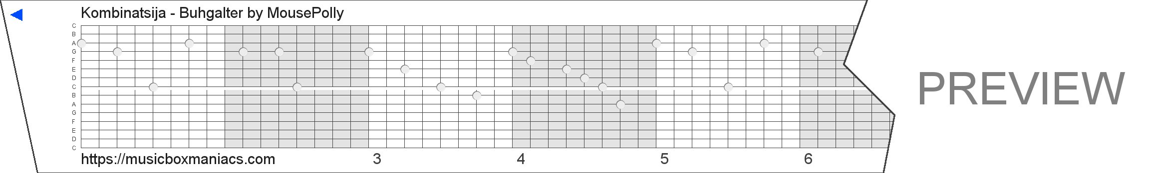 Kombinatsija - Buhgalter 15 note music box paper strip