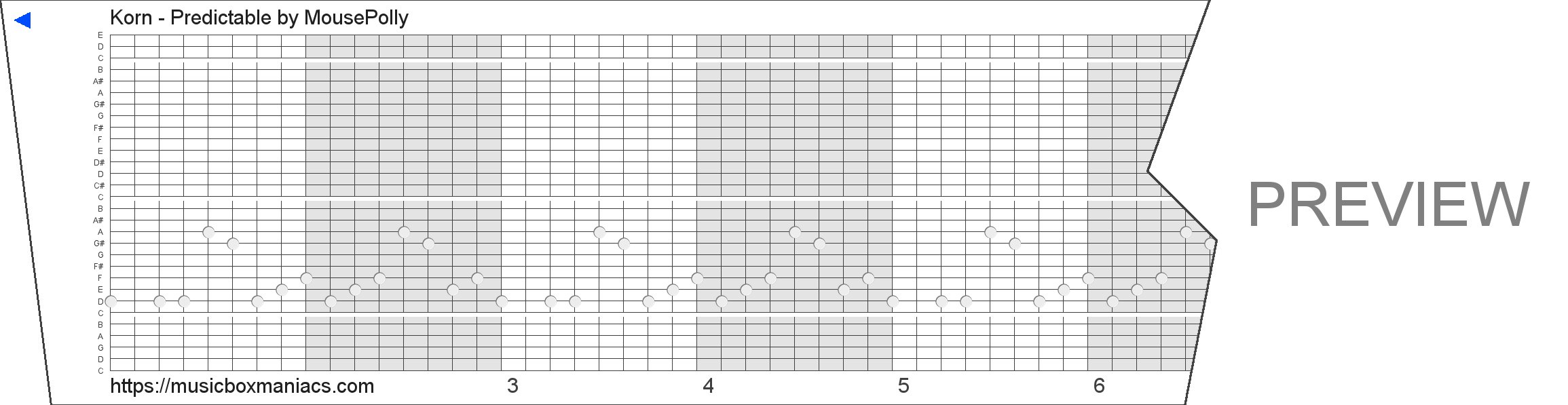 Korn - Predictable 30 note music box paper strip