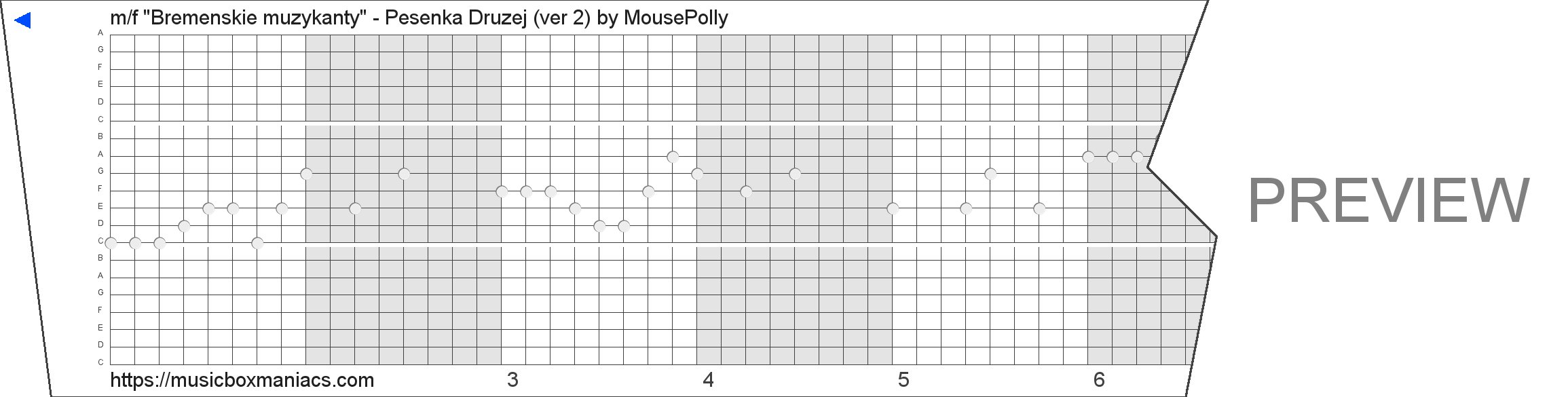 m/f "Bremenskie muzykanty" - Pesenka Druzej (ver 2) 20 note music box paper strip