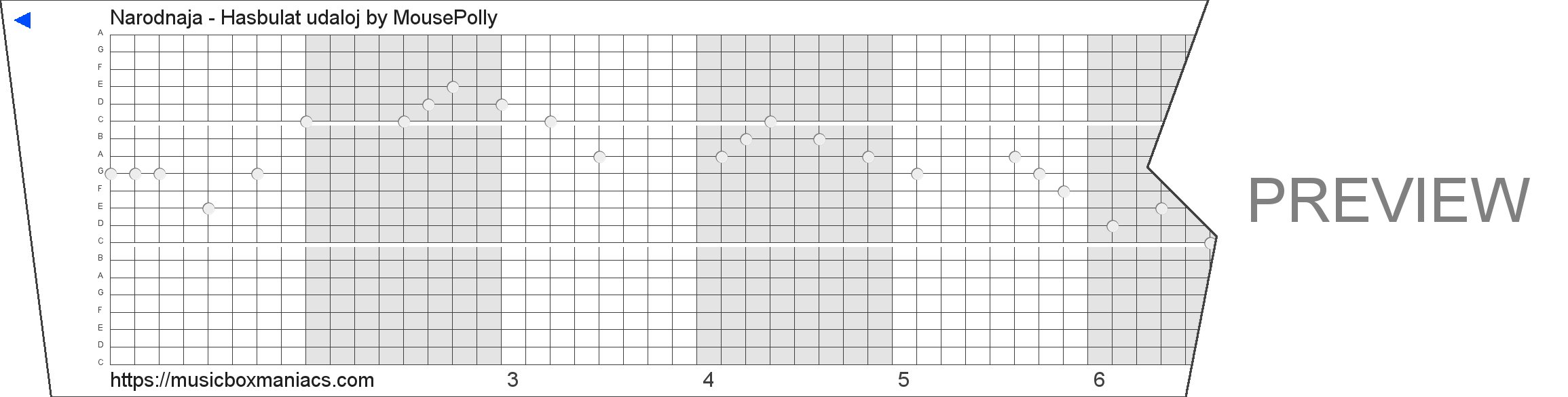 Narodnaja - Hasbulat udaloj 20 note music box paper strip