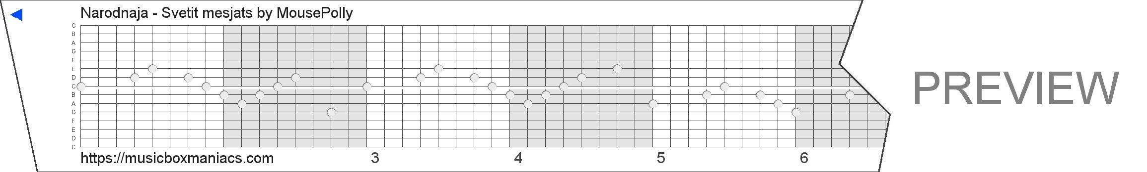 Narodnaja - Svetit mesjats 15 note music box paper strip