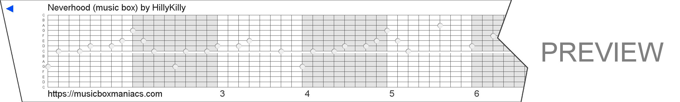 Neverhood (music box) 15 note music box paper strip