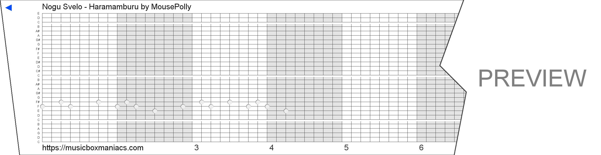 Nogu Svelo - Haramamburu 30 note music box paper strip