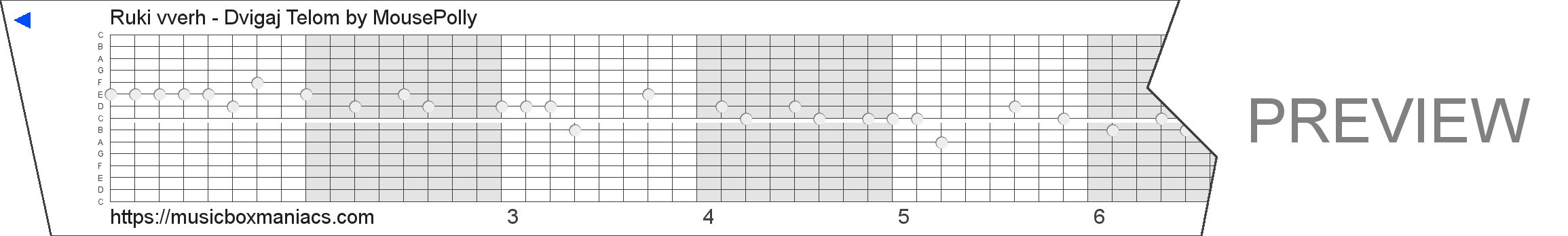 Ruki vverh - Dvigaj Telom 15 note music box paper strip