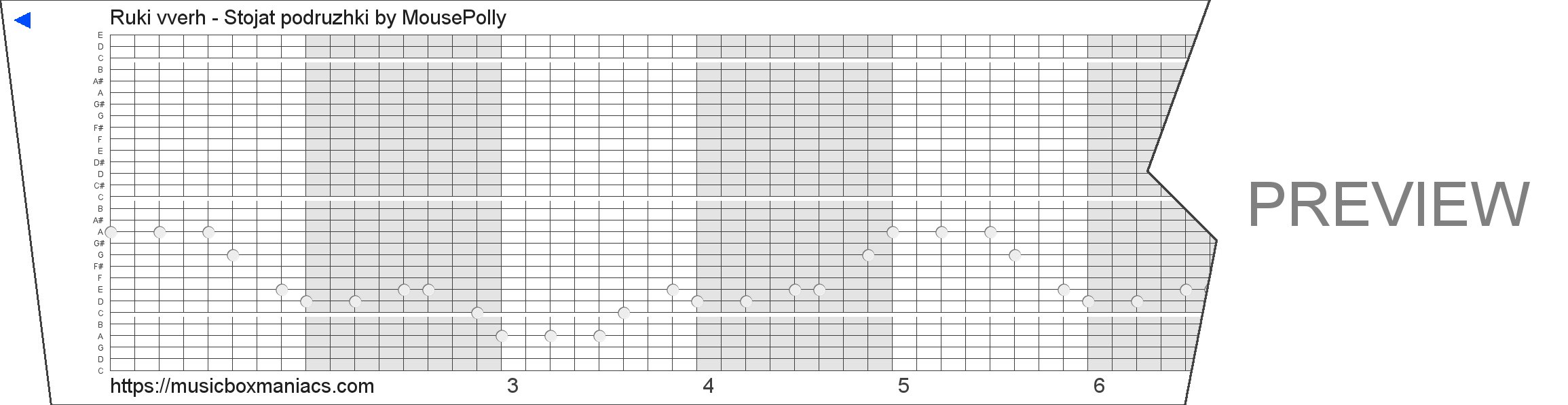 Ruki vverh - Stojat podruzhki 30 note music box paper strip