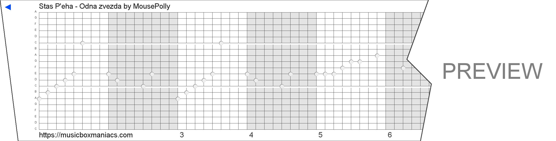 Stas P'eha - Odna zvezda 20 note music box paper strip