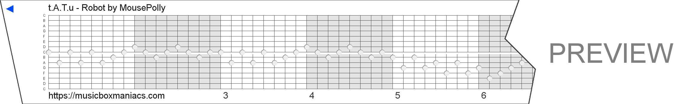 t.A.T.u - Robot 15 note music box paper strip