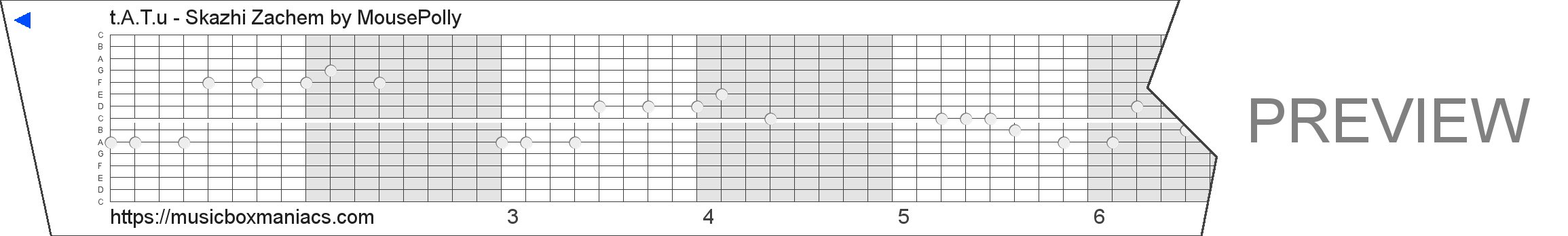 t.A.T.u - Skazhi Zachem 15 note music box paper strip