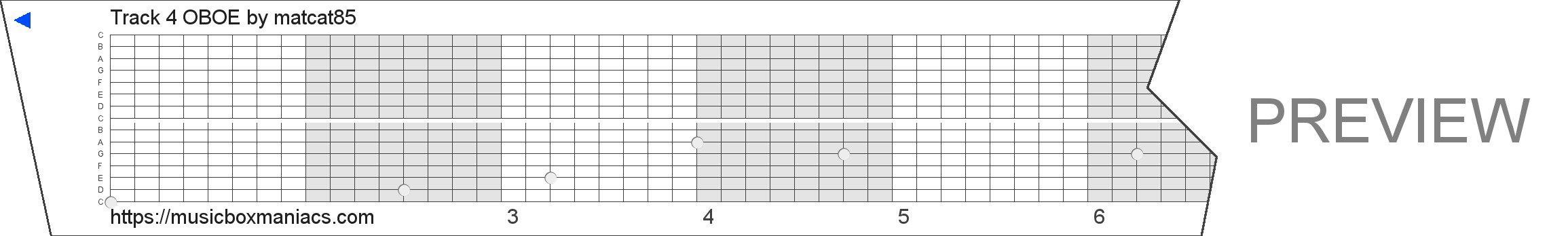 Track 4 OBOE 15 note music box paper strip