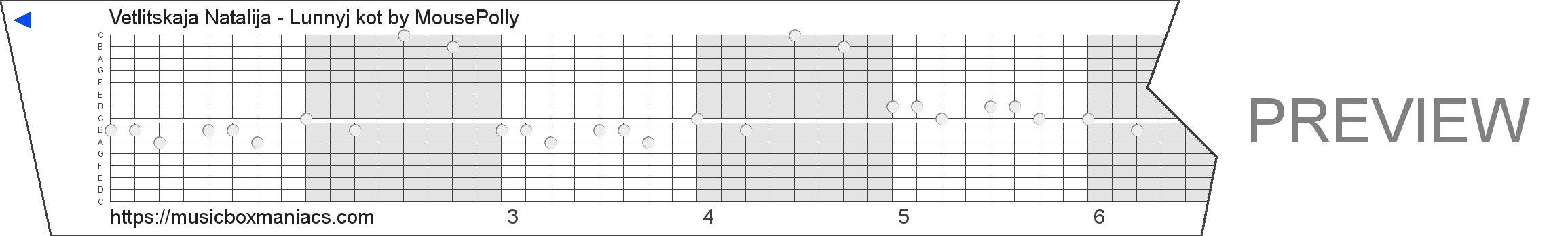 Vetlitskaja Natalija - Lunnyj kot 15 note music box paper strip