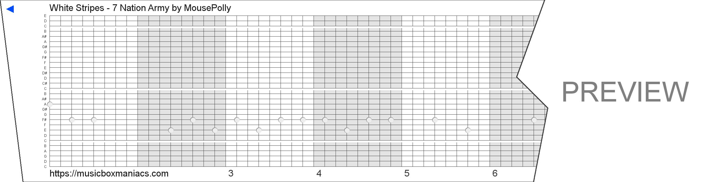 White Stripes - 7 Nation Army 30 note music box paper strip