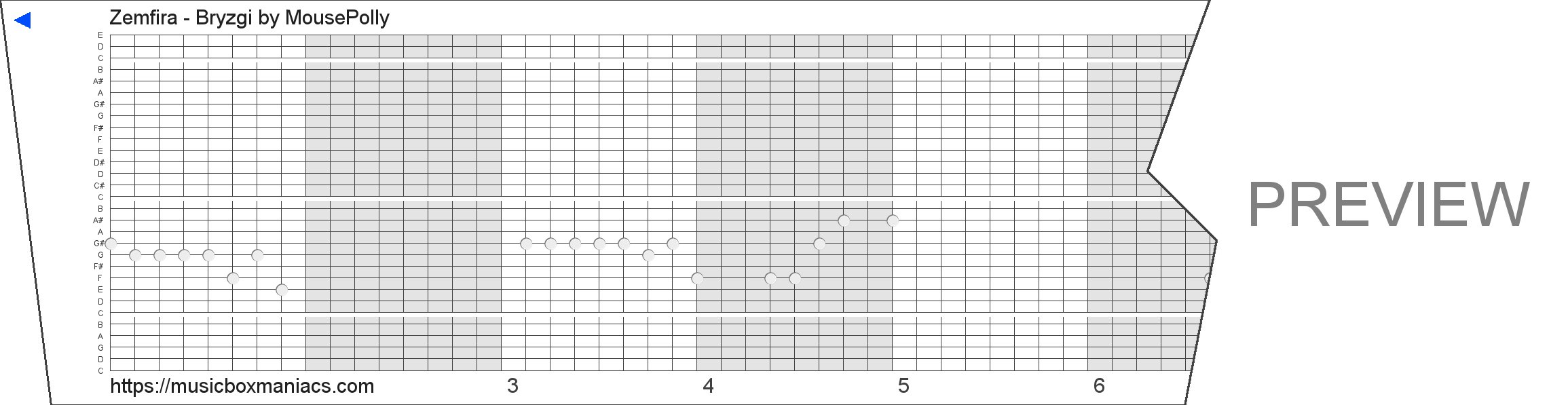 Zemfira - Bryzgi 30 note music box paper strip
