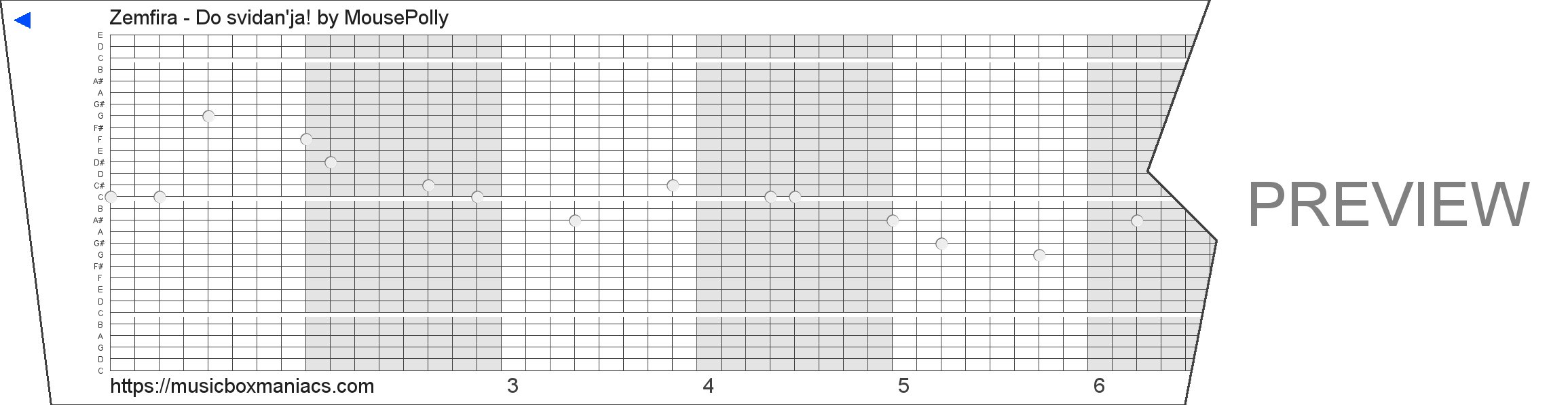 Zemfira - Do svidan'ja! 30 note music box paper strip