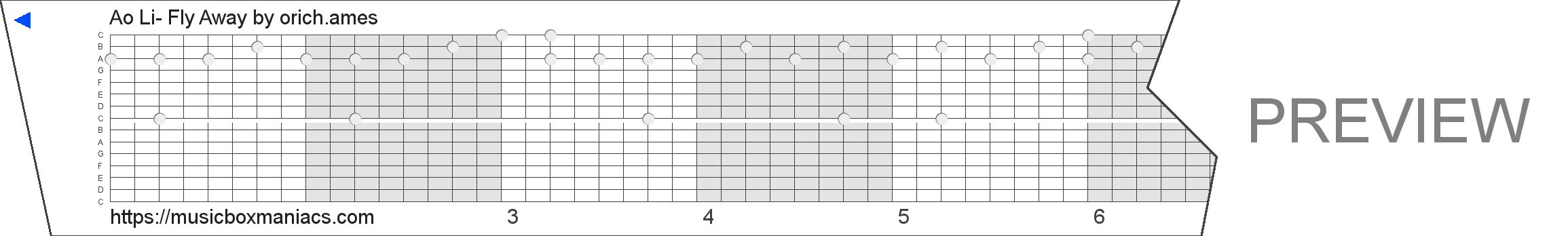 Ào Lì- Fly Away 15 note music box paper strip