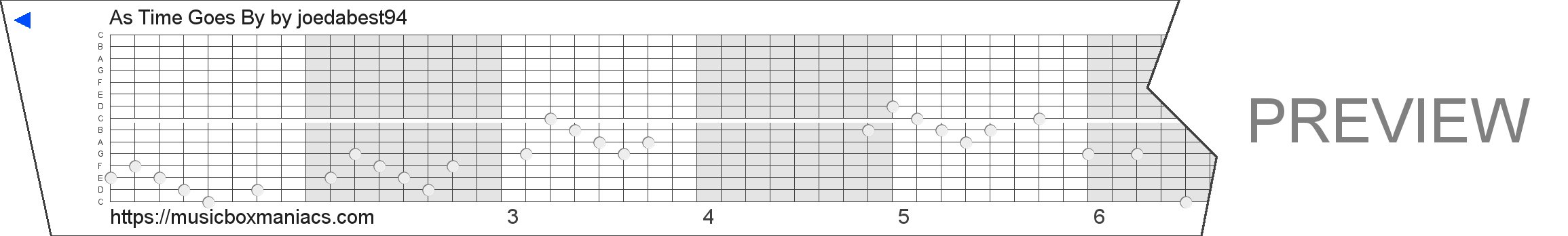 As Time Goes By 15 note music box paper strip