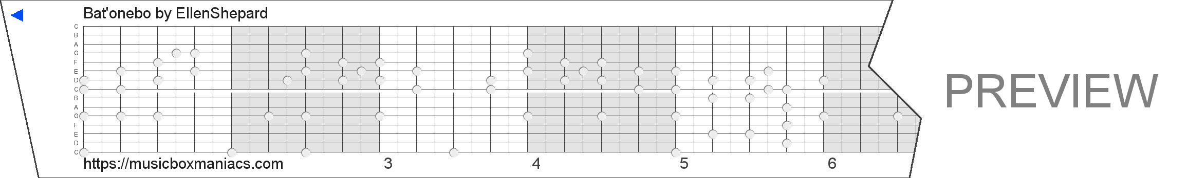 Bat'onebo 15 note music box paper strip