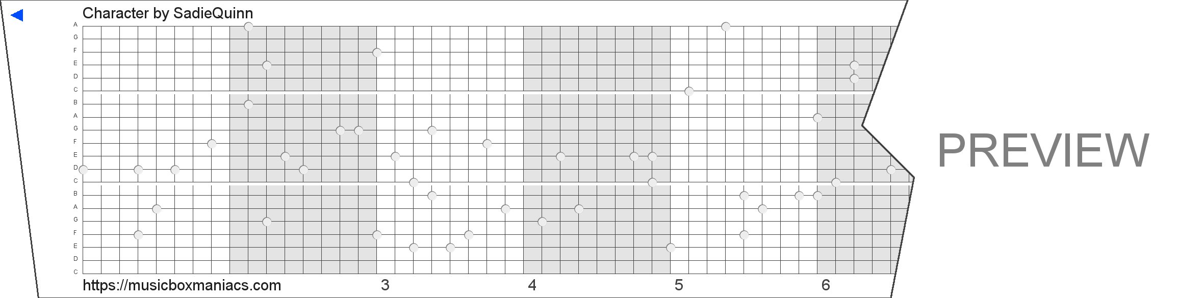 Character 20 note music box paper strip