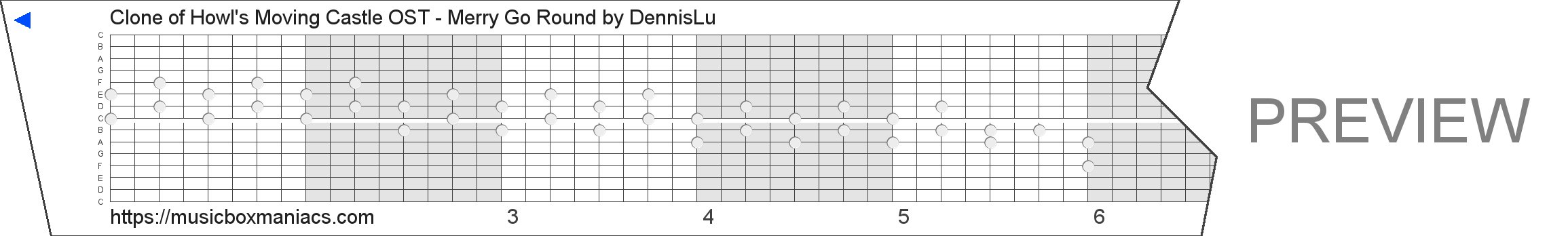 Clone of Howl's Moving Castle OST - Merry Go Round 15 note music box paper strip