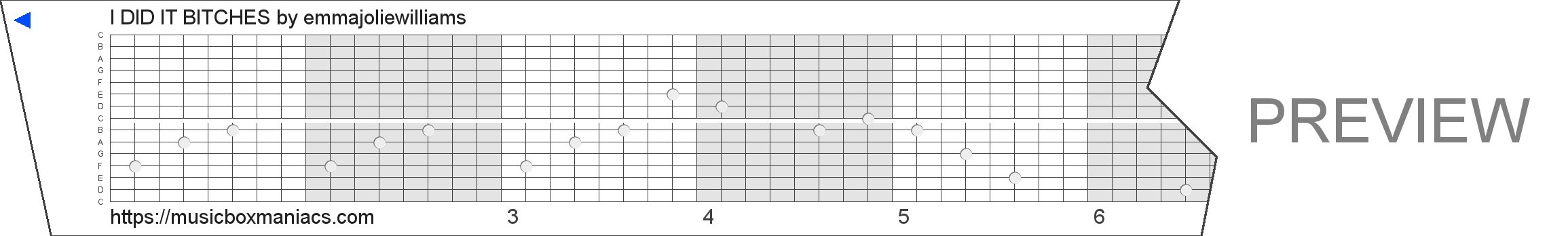 I DID IT BITCHES 15 note music box paper strip