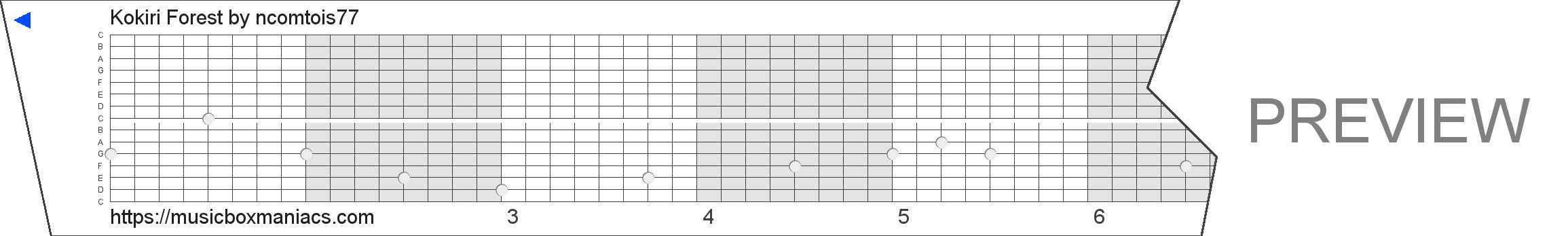 Kokiri Forest 15 note music box paper strip