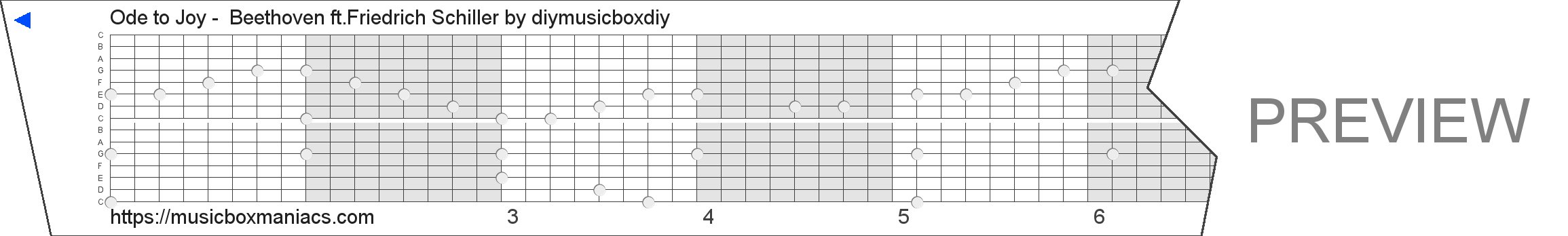 Ode to Joy -  Beethoven ft.Friedrich Schiller 15 note music box paper strip
