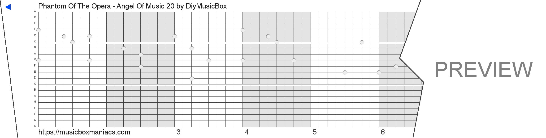 Phantom Of The Opera - Angel Of Music 20 20 note music box paper strip