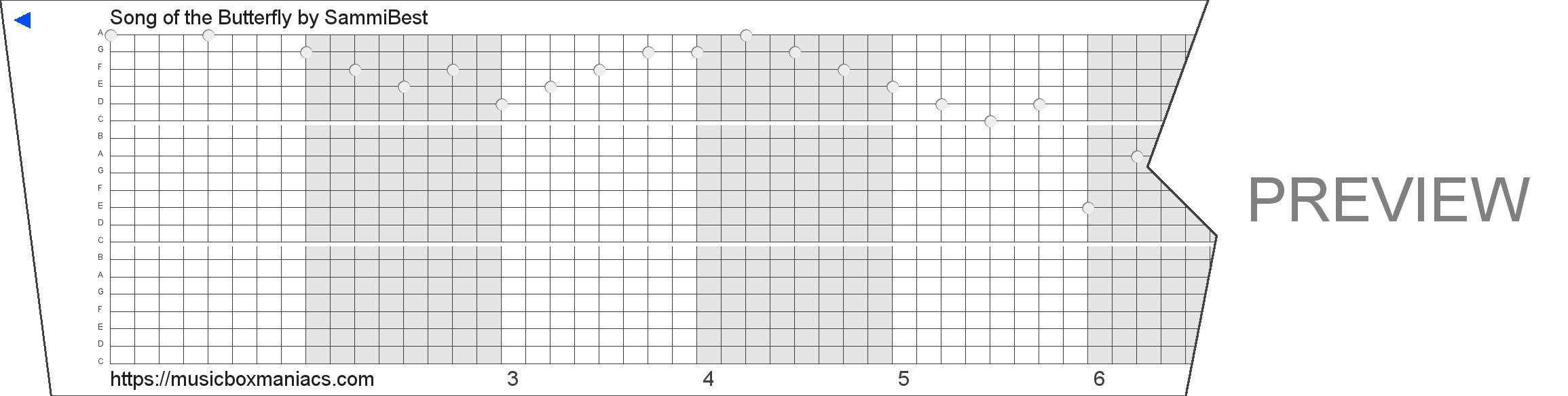 Song of the Butterfly 20 note music box paper strip