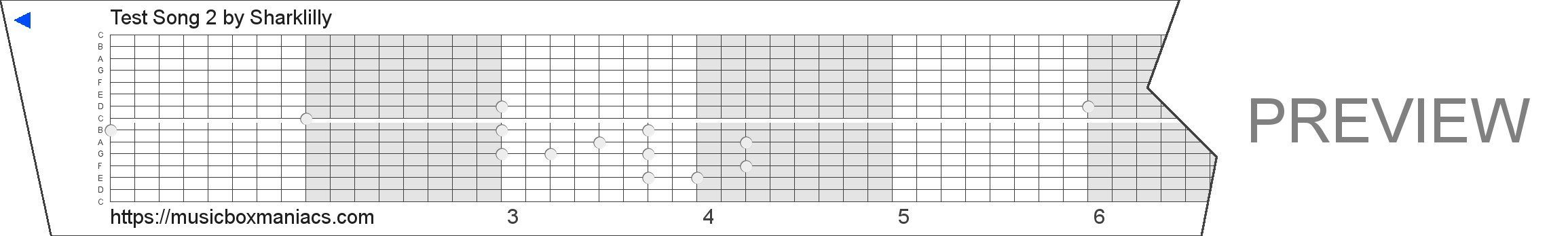Test Song 2 15 note music box paper strip