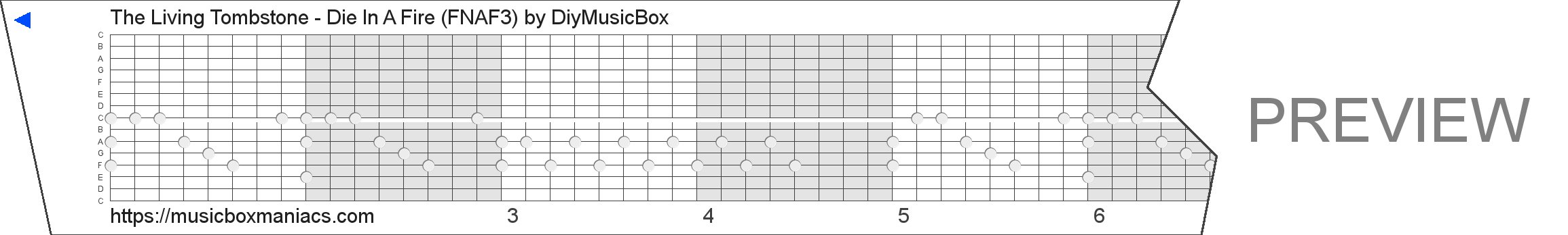 The Living Tombstone - Die In A Fire (FNAF3) 15 note music box paper strip