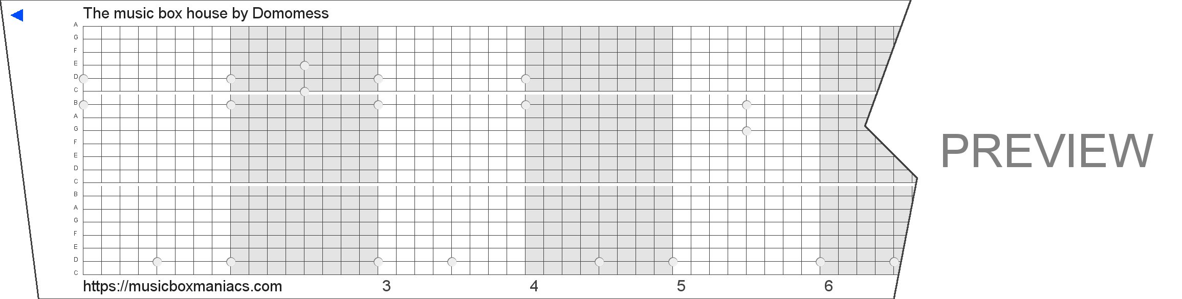 The music box house 20 note music box paper strip