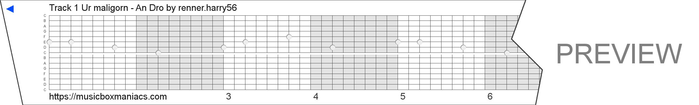 Track 1 Ur maligorn - An Dro 15 note music box paper strip