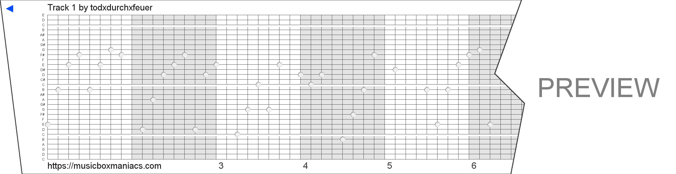 Track 1 30 note music box paper strip
